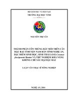 Thành phần côn trùng bắt mồi trên cây đậu rau ở huyện nam đàn tỉnh nghệ an, đặc điểm sinh học, sinh thái của loài coranus fuscipennis reuter và thử nghiệm khả năng khống chế sâu hại đậu rau