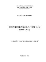 Quan hệ hàn quốc việt nam (2001  2013)