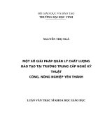 Một số giải pháp quản lý chất lượng đào tạo tại trường trung cấp nghề kỹ thuật công, nông nghiệp yên thành