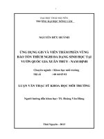 Ứng dụng GIS viễn thám phân vùng bảo tồn thích nghi đa dạng sinh học tại vườn quốc gia Xuân Thủy - Nam Định