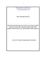 Một số giải pháp quản lí nâng cao chất lượng đội ngũ giáo viên trường trung học phổ thông ngoài công lập thành phố vinh, nghệ an