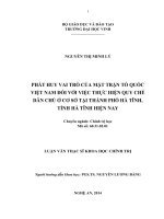 Phát huy vai trò của mặt trận tổ quốc việt nam đối với việc thực hiện quy chế dân chủ ở cơ sở tại thành phố hà tĩnh, tỉnh hà tĩnh hiện nay