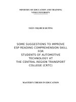 Some suggestions to improve esp reading cpmprehension skill for students of automotive technology at the central region transport college (CRTC)