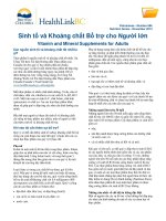 Sinh tố và Khoáng chất Bổ trợ cho Người lớn - Vitamin and Mineral Supplements for Adults