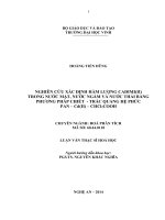 Nghiên cứu xác định hàm lượng Cadimi(II) trong nước mặt, nước ngầm và nước thải bằng phương pháp chiết   trắc quang hệ phức pan   Cd(II)   CHCL2COOH