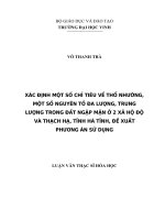 Xác định một số chỉ tiêu về thổ nhưỡng, một số nguyên tố đa lượng, trung lượng trong đất ngập mặn ở 2 xã hộ độ và thạch hạ, tỉnh hà tĩnh, đề xuất phương án sử dụng