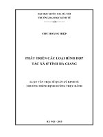 Phát triển các loại hình hợp tác xã ở tỉnh Hà Giang  Luận văn ThS. Kinh doanh và quản lý