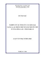 Nghiên cứu sự tích lũy các kim loại cd, pb, cu, zn trong một số loài nhuyễn thể ở vùng sông lam   tỉnh nghệ an