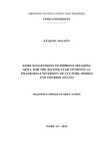 Some suggestions to improve speaking skill for the second year students at thanh hoa university of culture, sports and tourism (TUCST)