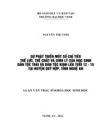 Sự phát triển một số chỉ tiêu thể lực, thể chất và sinh lý của học sinh dân tộc thái và dân tộc kinh lứa tuổi 12   15 tại huyện quỳ hợp, tỉnh nghệ an