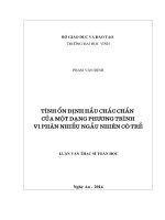 Tính ổn định hậu chắc chắn của một dạng phương trình vi phân nhiễu ngẫu nhiên có trễ