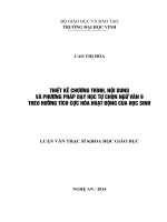Thiết kế chương trình, nội dung và phương pháp dạy học tự chọn ngữ văn 9 theo hướng tích cực hóa hoạt động của học sinh