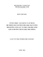 Tuyển chọn xây dựng và sử dụng hệ thống bài tập phần hóa học đại cương bồi dưỡng năng lực tự học cho học sinh lớp 10 trường trung học phổ thông