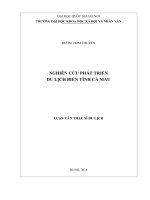 Nghiên cứu phát triển du lịch biển tỉnh Cà Mau Luận văn ThS. Du lịch.PDF