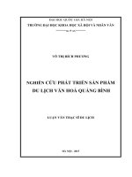 Nghiên cứu phát triển sản phẩm du lich văn hóa Quảng Bình