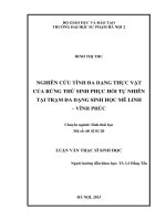 Nghiên cứu tính đa dạng thực vật của rừng thứ sinh phục hồi tự nhiên tại trạm đa dạng sinh học Mê Linh - Vĩnh Phúc