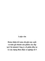 Hoàn thiện kế toán chi phí sản xuất và tính giá thành sản phẩm xây lắp tại Công ty cổ phần đầu tư và xây dựng Bưu điện xí nghiệp số 5