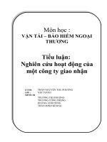 Tiểu luận môn vận tải bảo hiểm ngoại thương Nghiên cứu hoạt động của một công ty giao nhận vận tải