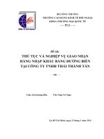 thủ tục và nghiệp vụ giao nhận hàng bằng đường biển tại công ty TNHH thái thành tấn
