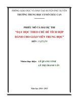 BÀI DỰ THI DẠY HỌC THEO CHỦ ĐỀ TÍCH HỢP DÀNH CHO GIÁO VIÊN TRUNG HỌC  MÔN VẬT LÝ 9 BÀI 37 MÁY BIẾN ÁP