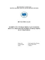 NGHIÊN CỨU VỀ HOẠT ĐỘNG VẬN TẢI HÀNG HÓA CỦA MỘT DOANH NGHIỆP CÓ HOẠT ĐỘNG XUẤT NHẬP KHẨU