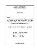 Nghiên cứu ảnh hưởng của mật độ đến khả năng sinh trưởng, phát triển, năng suất của giống lạc MD7 vụ xuân năm 2014 tại trường Đại học Nông Lâm Thái Nguyên.