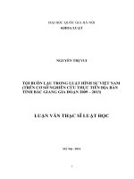 Tội buôn lậu trong Luật hình sự Việt Nam (trên cơ sở nghiên cứu thực tiễn địa bàn tỉnh Bắc Giang giai đoạn 2009 – 2013) Luận văn ThS. Luật