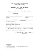 Đơn xét tốt nghiệp cao đẳng (Đại học khoa học tự nhiên_ĐH Quốc gia TP.HCM)