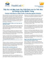 Tiếp Xúc với Máu hoặc Các Chất Dịch của Cơ Thể Bảo Vệ Chống Lại Sự Nhiễm Trùng