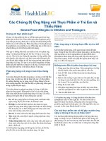 Các Chứng Dị Ứng Nặng với Thực Phẩm ở Trẻ Em và Thiếu Niên