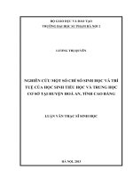 Nghiên cứu một số chỉ số sinh học và trí tuệ của học sinh tiểu học và trung học cơ sở tại Huyện Hòa An, tỉnh Cao Bằng (LV01012)