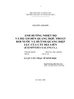 Ảnh hưởng nhiệt đọ và độ ẩm đến quang hợp, thoát hơi nước và huỳnh quang diệp lục của cây Địa liền