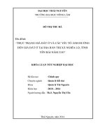 Thực trạng giá đất ở và các yếu tố ảnh hưởng đến giá đất ở tại địa bàn thị xã Nghĩa Lộ - tỉnh Yên Bái năm 2013.