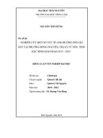 Nghiên cứu một số yếu tố ảnh hưởng đến giá đất tại phường Đồng Nguyên - thị xã Từ Sơn - tỉnh Bắc Ninh giai đoạn 2013 – 2014.
