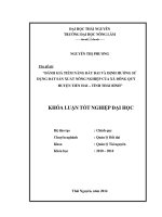 Đánh giá tiềm năng đất đai và định hướng sử dụng đất sản xuất nông nghiệp của xã Đông Qúy - huyện Tiền Hải - tỉnh Thái Bình.