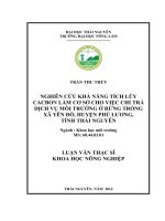 Nghiên cứu khả năng tích lũy cacbon làm cơ sở cho việc chi trả dịch vụ môi trường ở rừng trồng xã Yên Đổ, huyện Phú Lương, tỉnh Thái Nguyên