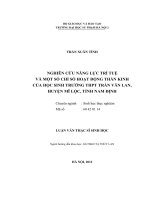 Nghiên cứu năng lực trí tuệ và một số chỉ số hoạt động thần kinh của học sinh trường THPT Trần Văn Lan, Huyện Mỹ Lộc, Tỉnh Nam Định