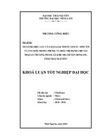 So sánh hiệu lực của hai loại thuốc Linco - Spectin và Tylosin trong phòng và điều trị bệnh CRD tại trại gà thương phẩm, xã Khe Mo, huyện Đồng Hỷ, tỉnh Thái Nguyên.