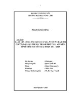 Đánh giá công tác quản lý nhà nước về đất đai phường Quang Trung - thành phố Thái Nguyên - tỉnh Thái Nguyên giai đoạn 2011 – 2013.