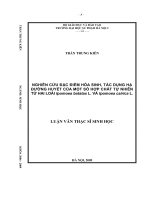 Nghiên cứu đặc điểm hoá sinh, tác dụng hạ đường huyết của một số hợp chất tự nhiên từ hai loài Ipomoea batatas (L.) và Ipomoea cairica (L.) (LV00182)