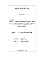 Đánh giá công tác bồi thường và giải phóng mặt bằng dự án giao thông nông thôn Nà Tháy – Xa Tao tại xã Việt Chu - huyện Hạ Lang - tỉnh Cao Bằng.