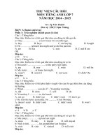ngân hàng câu hỏi tiếng anh 7