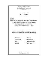 Đánh giá tiềm năng sử dụng đất nông nghiệp và định hướng sử dụng đất nông nghiệp trên địa bàn xã Cao Chương - huyện Trà Lĩnh - tỉnh Cao Bằng.
