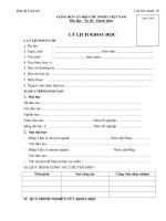 Mẫu lý lịch khoa học (Trường ĐH Văn hóa Hà Nội)