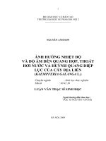 Ảnh hưởng nhiệt độ và độ ẩm đến quang hợp, thoát hơi nước và huỳnh quang diệp lục của cây Địa liền