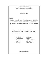 Nghiên cứu xác định tỷ lệ nhiễm của vi khuẩn Staphylococcus aureus trong thịt lợn tại một số chợ của Thái Nguyên và Tuyên Quang.