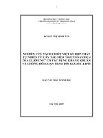 Nghiên cứu tách chiết một số hợp chất tự nhiên từ cây táo mèo Docynia Indica (Wall.)Decne có tách dụng kháng khuẩn và chống rối loạn trao đổi Gluxit, Lipit (LV00289)