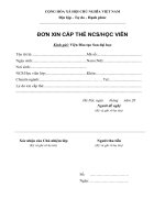 Đơn xin cấp lại thể nghiên cứu sinhhọc viên (Trường đại học kinh tế quốc dân)