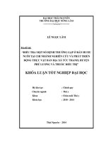 Điều tra một số bệnh thường gặp ở đàn Hươu nuôi tại chi nhánh nghiên c ứu và phát triển động thực vật bản địa xã Tức Tranh, huyện Phú Lương và thuốc điều trị.