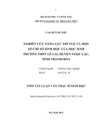 Nghiên cứu năng lực trí tuệ và một số chỉ số sinh học của học sinh Trường Trung học Phổ thông Lê Lai, Huyện Ngọc Lặc, Tỉnh Thanh Hoá